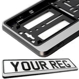 SILVER HINGED Car Number Plate Surround Holder FOR ANY CAR, TRUCK VAN TRAILER