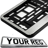 STAINLESS STEEL EFFECT FRONT Car Number Plate Surround Holder FOR ANY CAR VAN