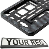 2x CAR NUMBER PLATE HOLDER WITH CUSTOMISED TEXT FOR ANY CAR BUSINESS WEDDING ADVERT