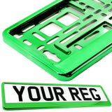 2x CAR NUMBER PLATE HOLDER WITH CUSTOMISED TEXT FOR ANY CAR BUSINESS WEDDING ADVERT