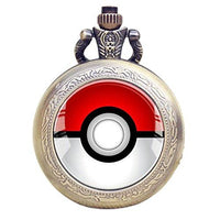 Bronze Antique Engraved Quartz Pocket Watch for Pocket Monsters Fans