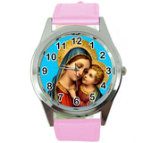SAINT MARY VIRGIN MOTHER OF GOD MATKA BOSKA HOLY BIBLE DVD PINK LEATHER WATCH