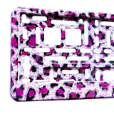 1X PURPLE LEOPARD ANIMAL PRINT Number Plate Surround Holder for CAR VAN TUNING
