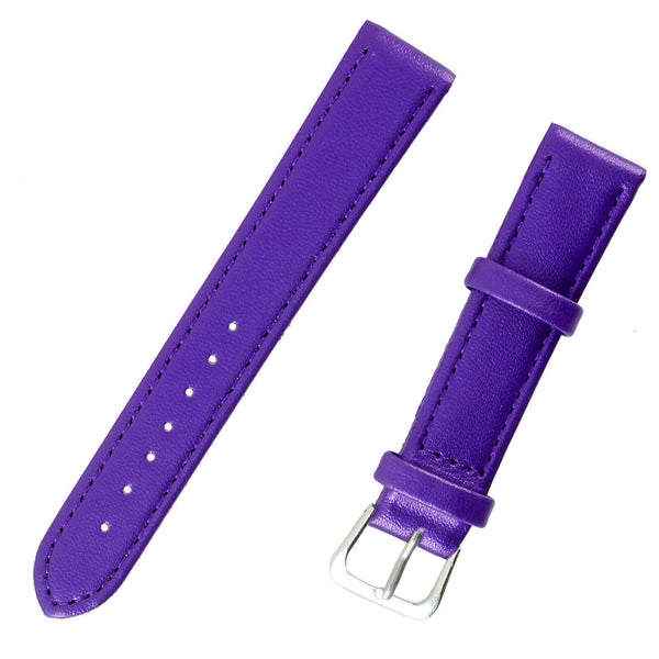 1x Purple Sheen Color High Quality Soft Leather Watch Slim Band Strap 18mm