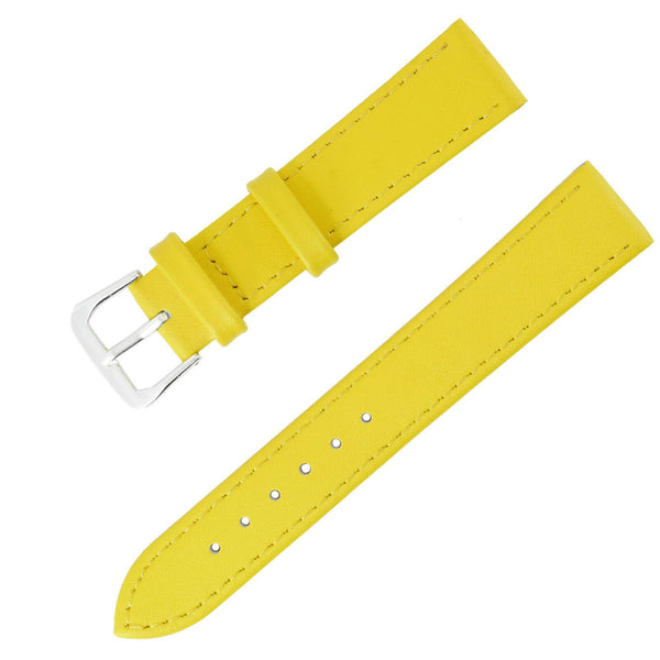 1x Yellow Color Mens Ladies High Quality Soft Leather Watch Slim Band Strap 22mm