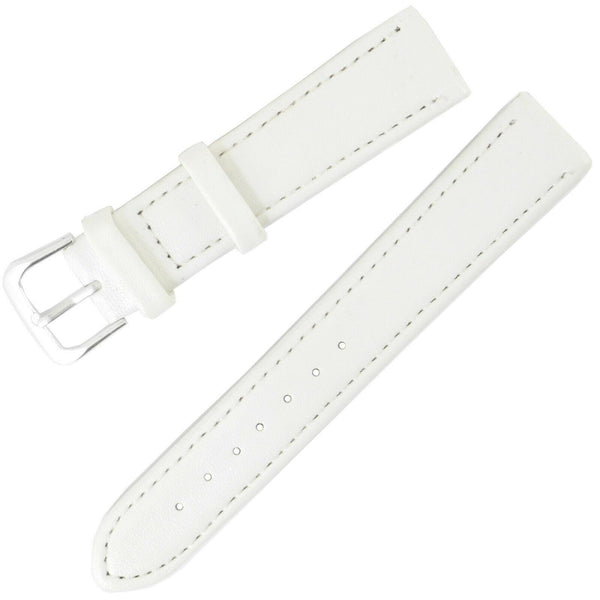 1x White Color Mens Ladies High Quality Soft Leather Watch Slim Band Strap 22mm