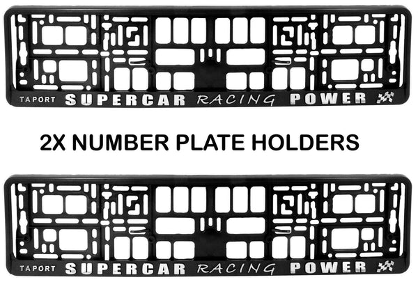 2x SUPERCAR RACING 3d TUNING Car Reg License Number Plate Surround Holder Frame