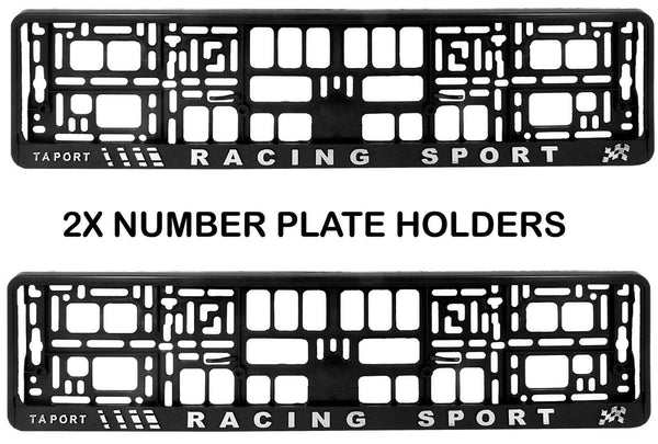 2x RACING SPORT 3d TUNING Car Reg License Number Plate Surround Holder Frame