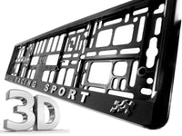 2x RACING SPORT 3d TUNING Car Reg License Number Plate Surround Holder Frame